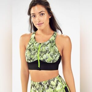 Fabletics Set: No-Bounce Zip Sports Bra, PowerHold 7/8 Leggings, Citron Asper